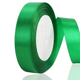 OWill OWill Green Satin Ribbon, Double Sided Polyester 20mm X 22m(24 Yards) Gift Wrapping Ribbon for Cake Decoration, DIY Sewing Project, Party Balloon & Hair Bows Decoration