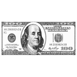 Hundred Dollar Bill Black & White Indoor or Outdoor Flying Flag 3x5ft Banner