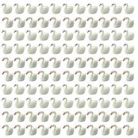 Jxpinet 100 Pcs Mini Swan Figurines Mini Resin Swan Mini Garden Swan Fairy Garden Miniature Moss Landscape DIY Terrarium Crafts Ornament Accessories