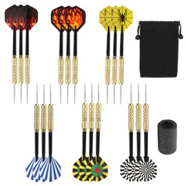 QUIIEOSKIA 18 Stück Dartpfeile mit Metallspitze, Metall Dart Set,für Anfänger Und Hobbyisten, mit Steel Dart -Scharfschützen und Aufbewahrungsbeuteln