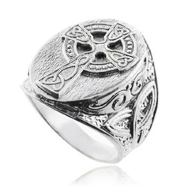 Silver Celtic Cross Trinity Knot Ring (10)