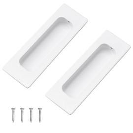 MOROBOR 2 PCS Recessed Cabinet Handles, Warm White Stainless Steel Rectangular Knob with Screws, Exposed Installation Embedded Pull Handle for Wardrobe Drawer Flush Sliding Door -120 mm/4.72 in