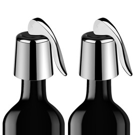 LIGTMAR 2Pcs of Wine Stoppers for 17mm-20mm Inner Diameter Wine Savers, The Stainless Steel Plug with Silicone, Expanding Beverage Bottle Stopper, Reusable Wine Bottles