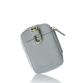 Women's Key Case, Genuine Leather, Leather, Smart Key Compatible, 2 Pieces, Stylish, Brand, Simple, Card, Cute, Car, Dull Color, Carabiner, Large Capacity, 6 Rows, blue (baby blue), Casual