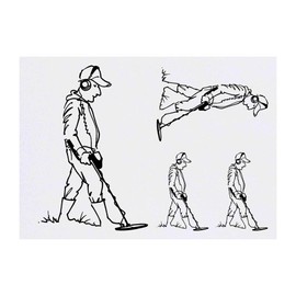 4 x 'Metal Detector Man' Temporary Tattoos - Water Resistant, Skin-Safe, Non-Toxic Transfers, Mixed Sizes (TO00014870)
