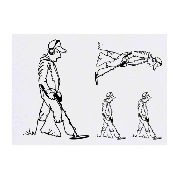 4 x 'Metal Detector Man' Temporary Tattoos - Water Resistant,