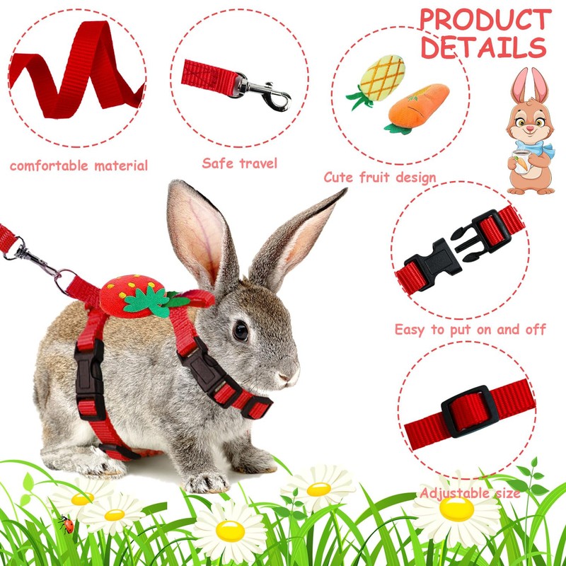 3 Pieces Adjustable Rabbit Harness and Leash Bunny Harness Vest