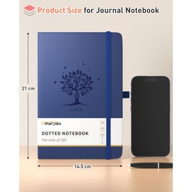 Smarpau Bullet Dotted Journal A5, Hardback Notebook with 320 Pages 100GSM Thick Paper, Leather Journal for Women Men Work School Office - 14.5 x 21cm, Deep Blue