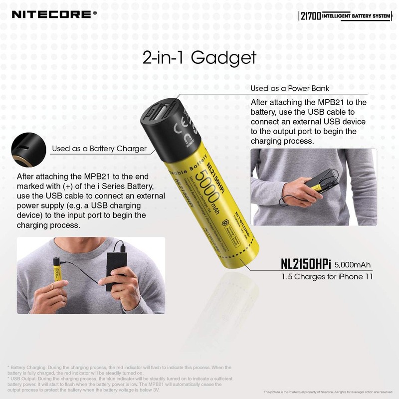 Combo: Nitecore Intelligent Battery System MPB21 KIT: 3-in-1 Light, Charger