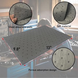 HTJZWG Small Task Absorbent Universal Pads,Oil & Fluid Absorbent,10-Count,13"x 9.8",Garage DIY Tools, Fits Floor Protection, Repair & Maintenance, Universal Leak, Drip & Spill Control