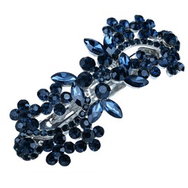 Vintage Hair Barrettes,Sparkly Glitter Navy Blue Crystal Rhinestones Flower Hair Clips French Style Hairpin Pearl Hair Accessories for Women Girls (Dark Green-A)