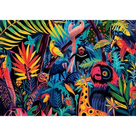 Trefl Quadratische Box – Im Dschungel 1000 Teile Puzzle 68,6 x 48,3 cm Druck, DIY-Puzzle, kreativer Spaß, klassisches Puzzle für Erwachsene und Kinder ab 12 Jahren