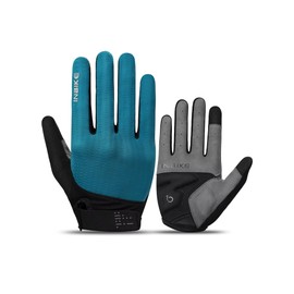 INBIKE Cycling Gloves for Men Women, Shock-Absorbing Memory Gel Padded Biking Gloves, Bicycle Breathable Touchscreen Reflective Full Finger Bike Gloves Blue Small