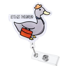 Let's Get This Bread Duck Badge Reel, Funny Nurse Badge Reel, ID Badge Holder Retractable Clip, Pediatric Badge Reel, RN Nurse Nursing Student ID Badge Clip, CNA MA Medical Worker Badge Accessories