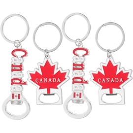 LIFKOME 4 Llaveros Con La Bandera De Canadá Llaveros De Hoja De Arce Con Abrebotellas Llavero De Recuerdo Para Viajes Celebraciones Cumpleaños Y Uso Diario