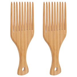 Framendino, 2 Pack Bamboo Combs Afro Hair Picks Beard Pick Men Wide Tooth Comb Curly Wavy Natural Thick Long for Women Styling