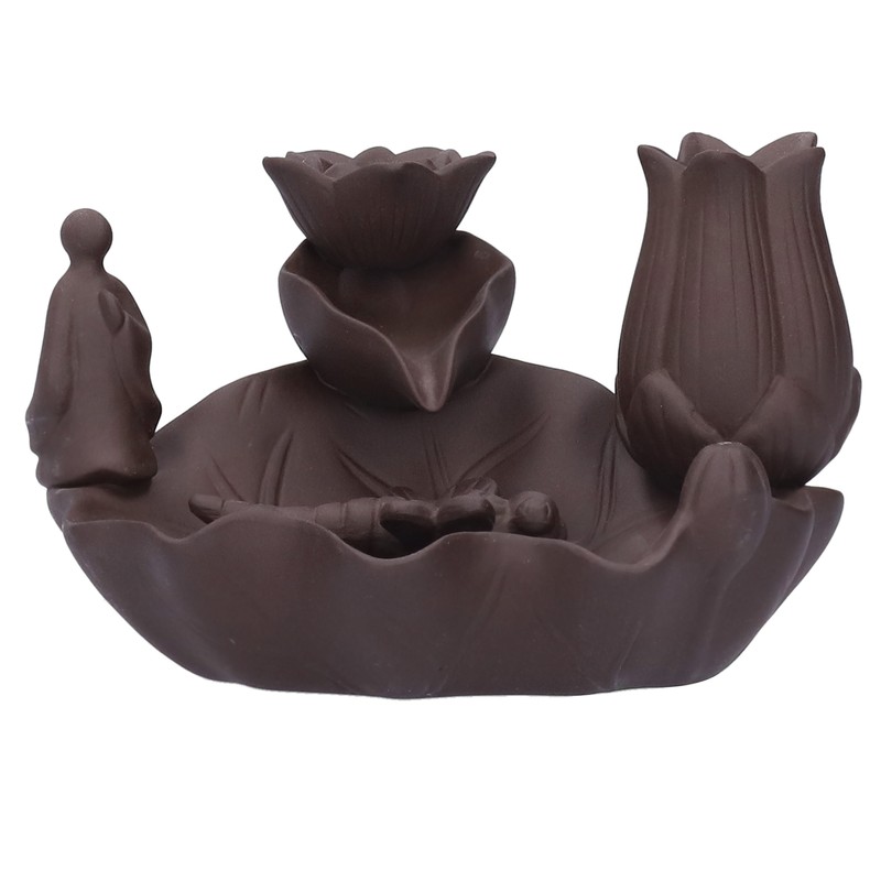 Incense Burner Red Porcelain Dragonfly Shape Backflow Smoke Waterfall Sandalwood