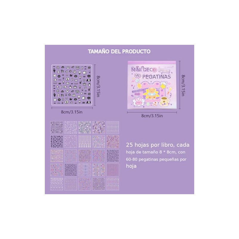 ZIBUYU® 25 hojas de pegatinas lindas para uñas, adhesivos 3d
