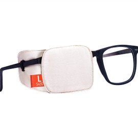 Astropic Large Silk Eye Patch for Adults Kids Big Glasses to Cover Either Eye (Large, Creamy Beige)