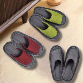 Microfiber Fabric Check Cleaning Slippers Domestic Gray