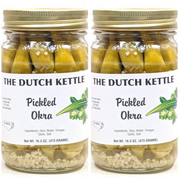 The Dutch Kettle Pickled Okra Amish Food Homemade Style 2-16.5 OZ. Jars