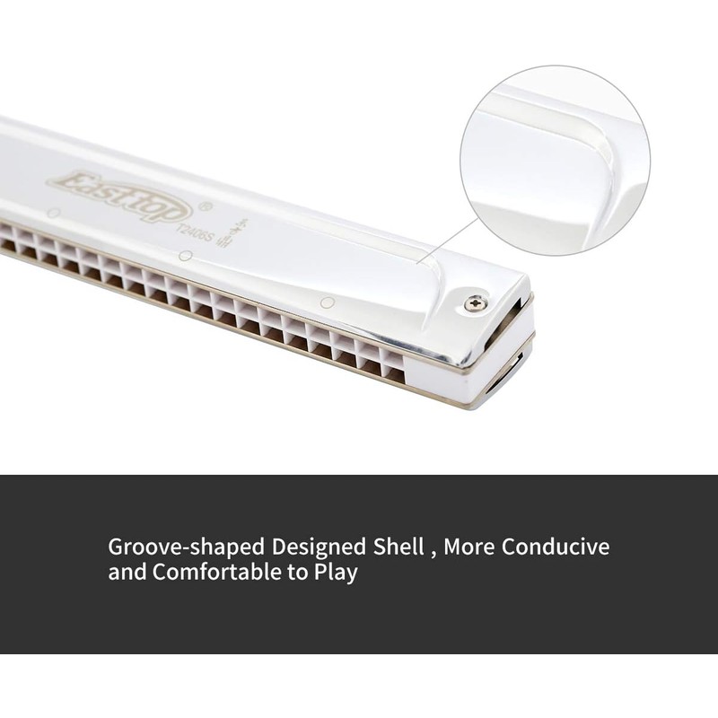 East top Tremolo Harmonica Key of Low D, 24 Holes