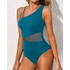Yonique Women One Piece One Shoulder Swimsuit Mesh Bathing Suit