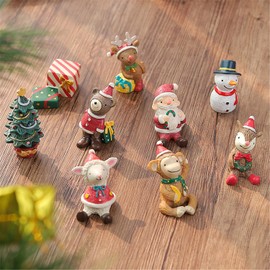 4pcs Christmas Decorations Set, Mini Christmas Ornaments Decorative Figurine Resin Kit with Santa Claus, Sheep, Money, Squirrel for Advent Calendar, Christmas Decorations, Table Decor