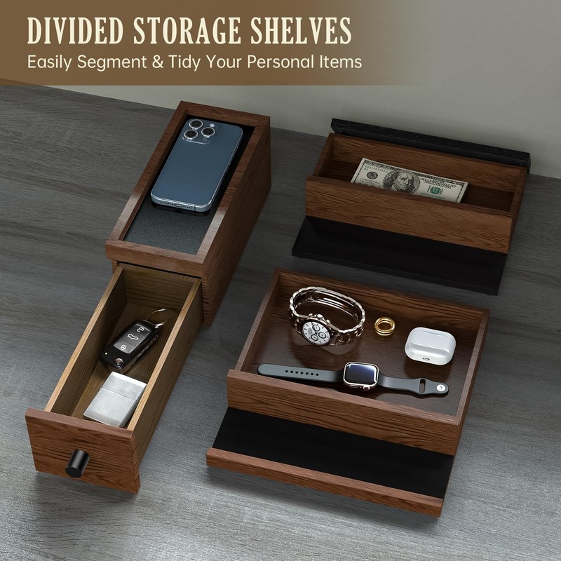 NiHome Handcrafted 3 Tier Wooden Cologne Organizer for Men, Mens