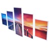 5PCS Frameless Canvas Painting Lakeside Sunset Pattern Wall Art Picture