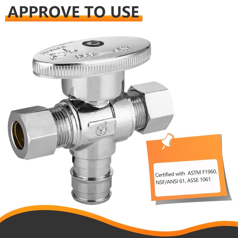 2-PCs HeSun Dual Compression Outlet Angle Stop Valve, 1/2" PEX-A