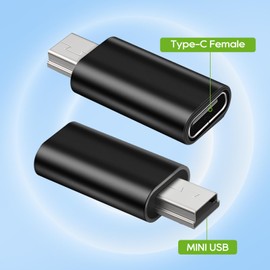 UCEC USB Mini to USB C Adapter - USB-C Female to USB Mini Male Compatible with GoPro Hero 3+ Dash Cam Camera MP3 GPS Receiver, 2 Pack