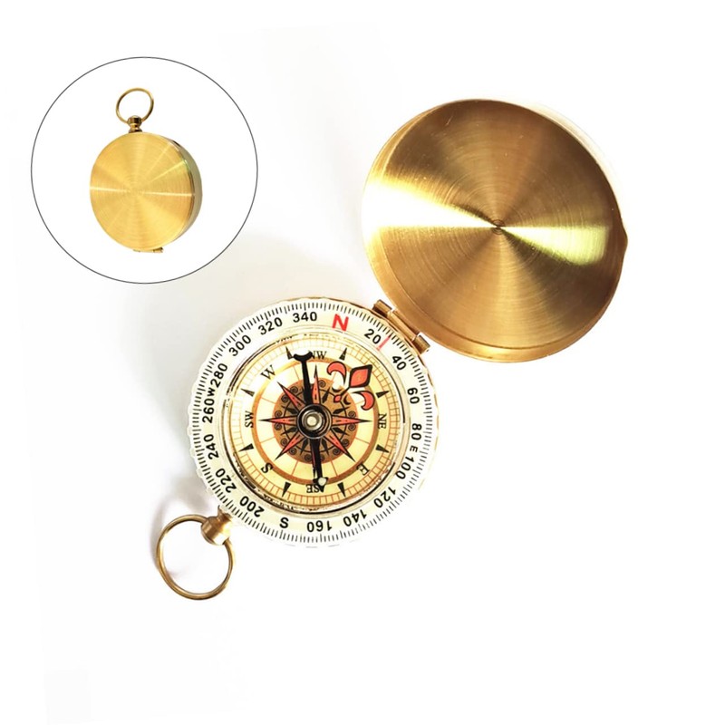 Sosoport Elegant Copper Compass Pendant Compact Design for Hiking Camping