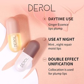 HQDA 2 Pcs Lip Plumper Set Natural Makeup Plumping Lip Gloss Lip Care Serum Kit For Derol Lip Plumper Lip For Fuller Hydrated Beauty Lips (Set A)