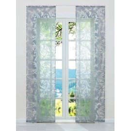 ESLIR Sliding Curtains, Burnout Panel Curtains, Set of 2 Curtains with Velcro Tape, Transparent Curtain, Grey, W x H 57 x 225 cm, Pack of 2