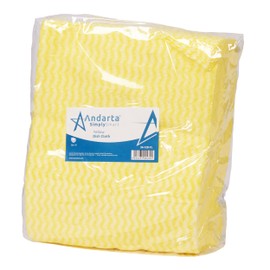 Andarta - Yellow J-Dish Cloths - Pack of 50 (35 x 42cm) - Versatile Cleaning Cloths for Kitchens, Bathrooms & General Areas - Absorbent, Quick-Drying, Washable & Lightweight