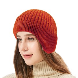 JFAN Winter Hat with Ear Flaps Wool Hat Head Warmer Beanies for Men and Women Outdoor One Size, orange