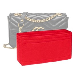 ShefunDIY Felt Insert Purse Organizer for GG Marmont Matelasse Shoulder Bag Mini Handbag Tote Shaper Organizer Handbag Tote Liner Pouch for Women Inner Bladder Bag Storage Bag (red for small)