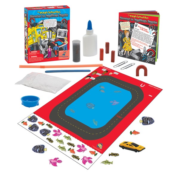 The Magic School Bus Rides Again: Attracted to Magnificent Magnets By Horizon Group USA, Homeschool STEM Kit, Includes Educational Manual, Magnets, Lodestone, Petri Dish, Iron Filling, Toy Car & More