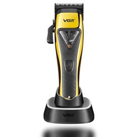 VGR 015 Professional Cordless Hair Clippers for Men, 9000 RPM Vector Motor Hair Trimmer DLC-Blade Barber Clipper for Hair Cutting with Metal Body, 1 Modular Lid in Black, Travel Case