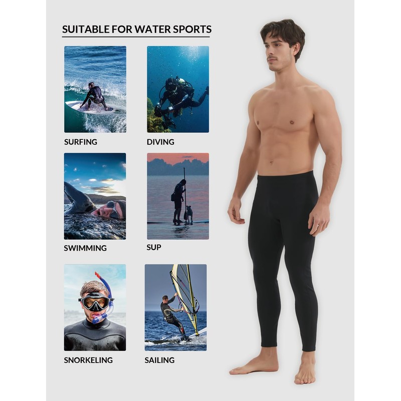 Lemorecn Wetsuit Pants Men 1.5mm Neoprene Wetsuit Bottoms Swim Pants