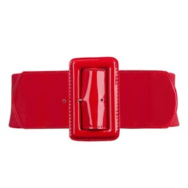 Hanna Nikole Women's Large Sizes Buckle Wide Belt Retro Stretch Cinch Belt, red