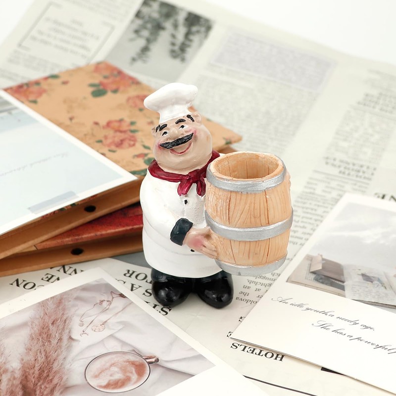 DOERDO DD Resin Chef Toothpick Holder, Toothpick Dispenser Chef Statue