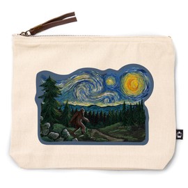 Lantern Press Starry Night, Bigfoot, 100% Cotton Zipper Pouch, Travel Accessory, Go Bag