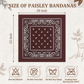 36 Pcs Paisley Cowboy Bandanas Bulk Multi Purpose Polyester Headband Scarf Kerchiefs for Men Women Pet Party Costume