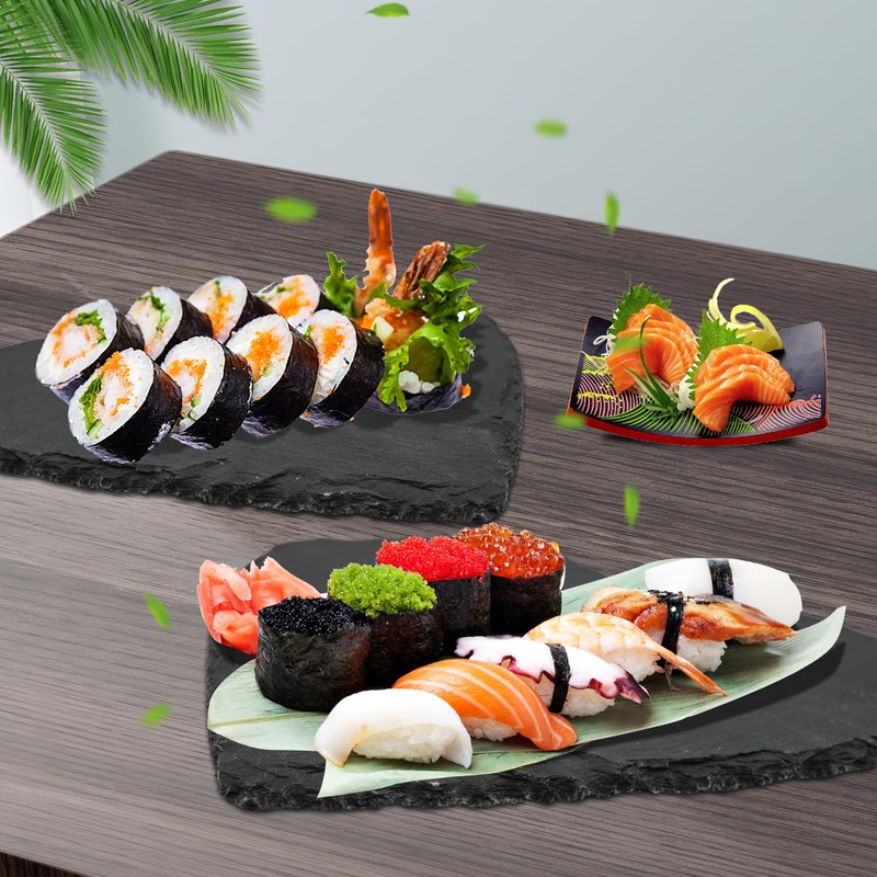 Pack of 2 20 x 20 cm Slate Serving Plates,