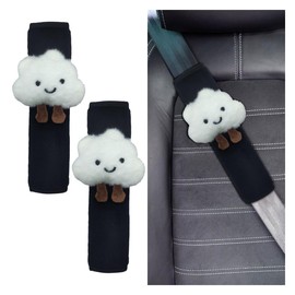 Fluffy Cloud Car Seat Belt Pads - Cute Seat Belt Covers for More Comfortable Driving - Safety Seatbelt Shoulder Strap Cushion Protect Shoulder and Neck - Backpack Shoulder Pad for Kids Adults (2PCS)