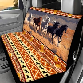 WELLFLYHOM Southwestern Horse Truck Bench Seat Cover Universal Fit Car Seat Cover for Bench Seat Aztec Native Tribal Car Rear Seat Protectors for SUV Truck