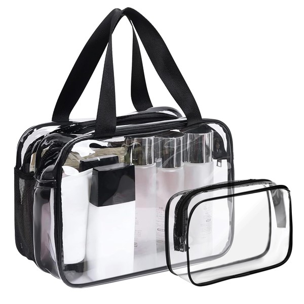 TAIXING Clear Travel Toiletries Bag, Waterproof Clear Make Up Bag,