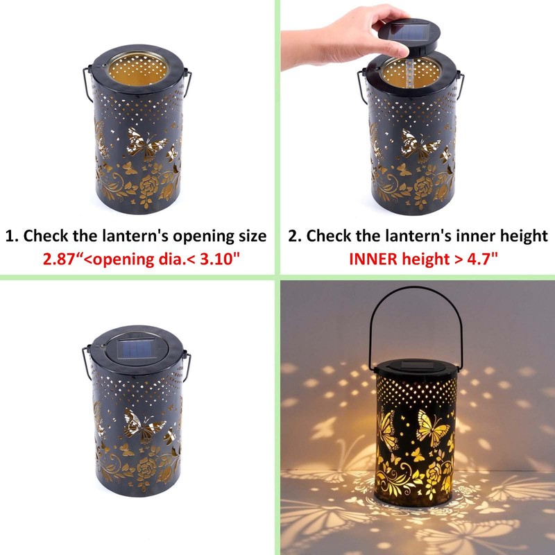 Solar-Lantern Waterproof Lights Replacement Top - Garden Decor Outdoor Lighting